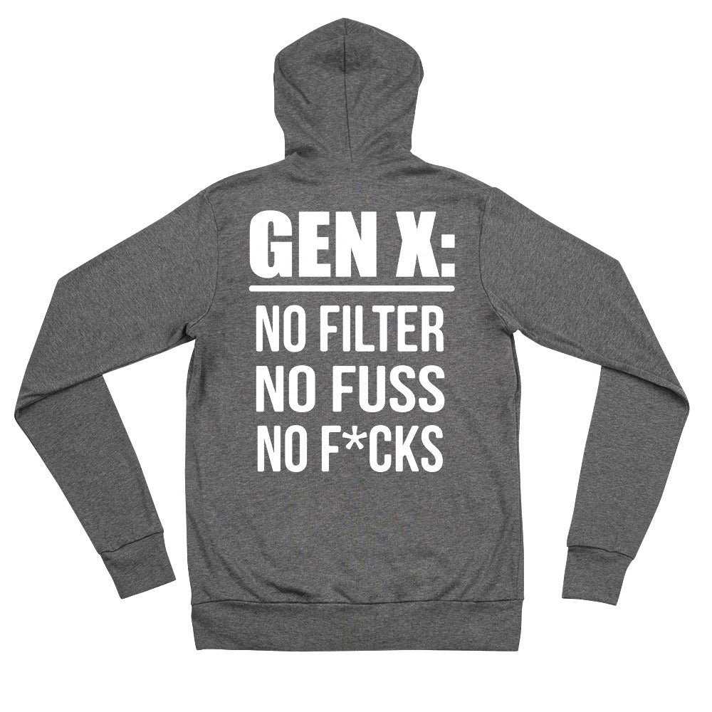 Gen X No Filter Fuss Fx Hoodie White Ink
