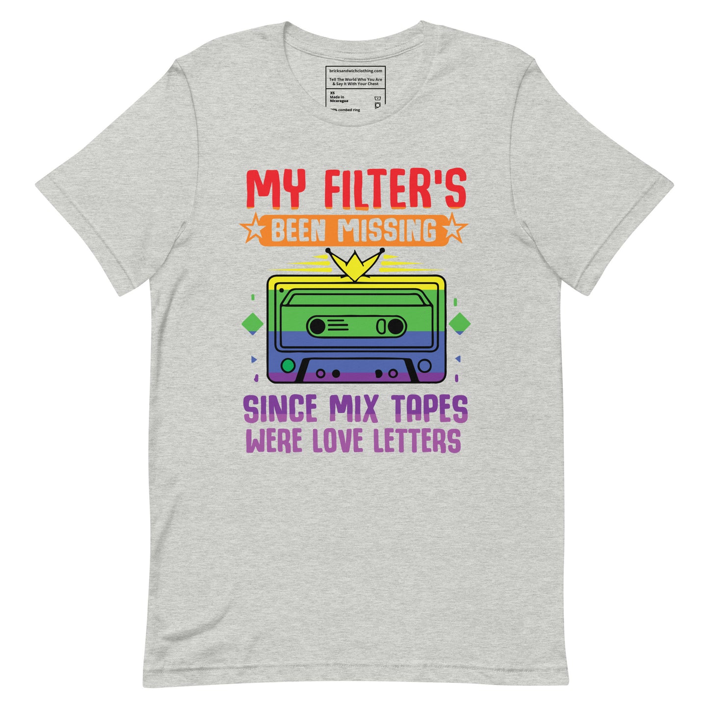 No Filter Mix Tape T-Shirt Rainbow