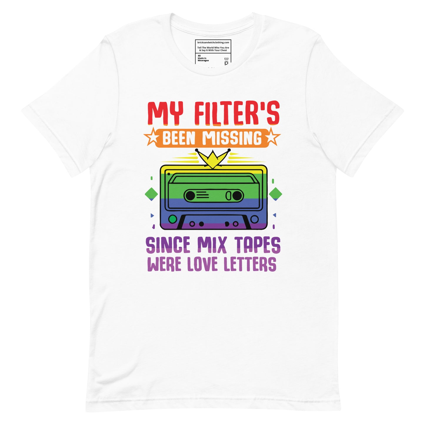 No Filter Mix Tape T-Shirt Rainbow